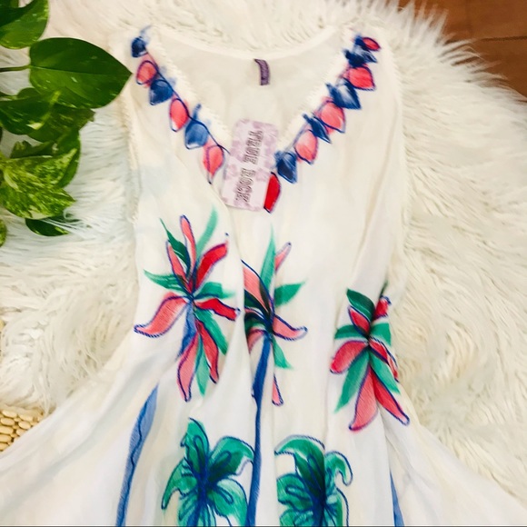 New🌿Umbrella Tie Dye Flower Boho Beach Dress - Picture 3 of 7